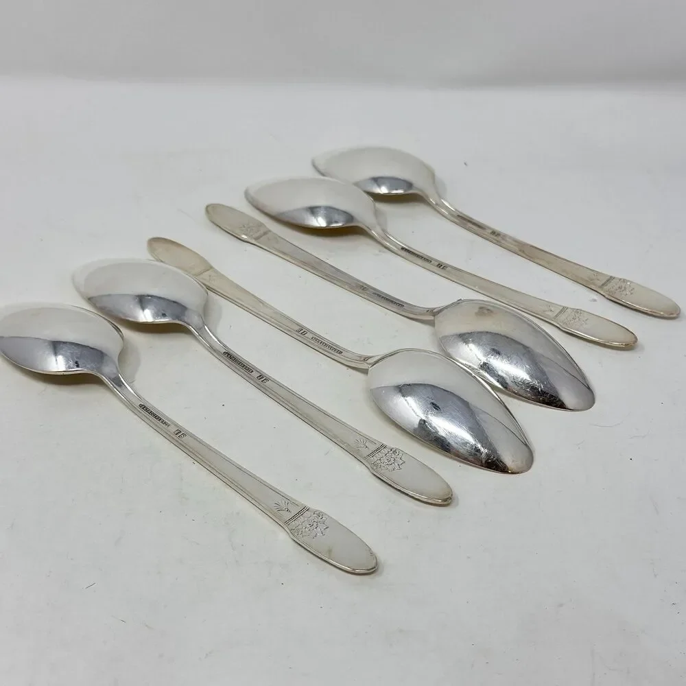 1847 Rogers Bros First Love Silverplate Tablespoons Lot of 6 Serving Spoons 1937